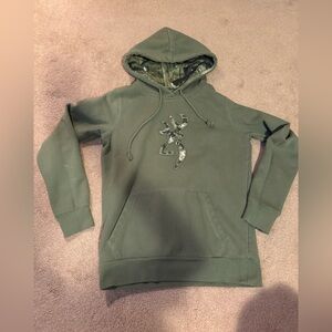 Browning Green Hooded Sweatshirt with Camo Deer Logo size small